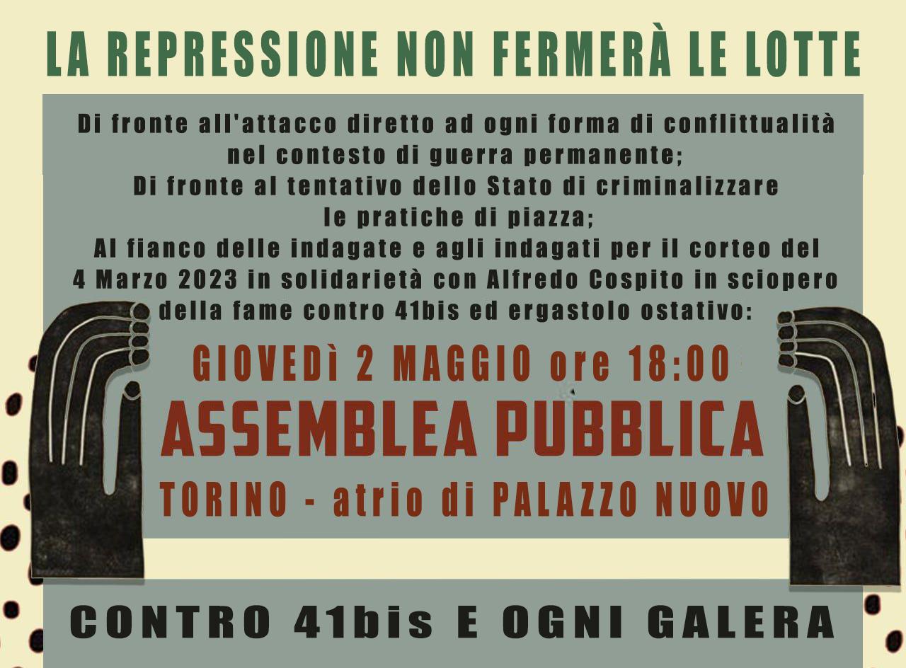 ASSEMBLEA PUBBLICA a Palazzo Nuovo GIOVEDÌ 2 MAGGIO 2024